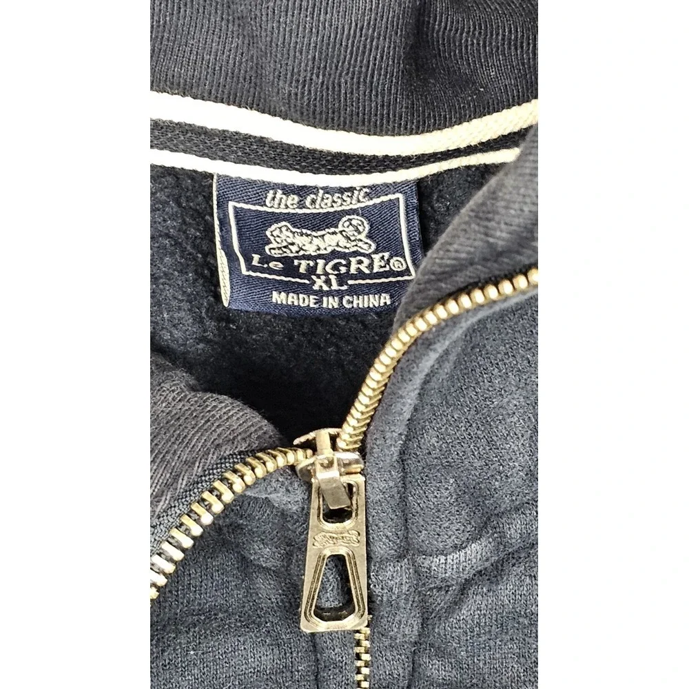 Le Tigre Track Jacket Mens XL. Vintage Long Sleeve Full Zip Pocket Navy Blue.